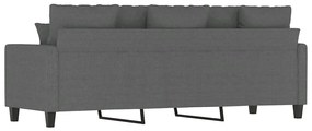 Sofá de 3 lugares 180 cm tecido cinza-escuro