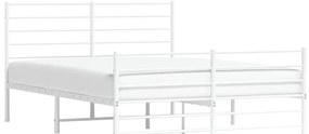 Estrutura de cama com cabeceira e pés 160x200 cm metal branco