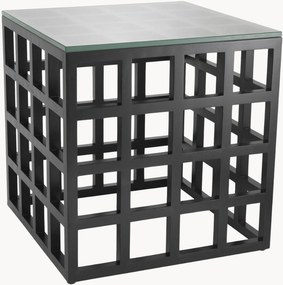 Mesa de apoio em madeira de mindi com tampo de vidro Cubico