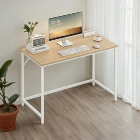 Secretária pequena para computador 60 x 120 x 76 cm Carvalho natural, branco 