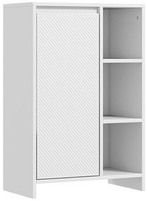 HOMCOM Móvel Auxiliar de Casa de Banho Armário Casa de Banho com Prateleiras Abertas Porta e Prateleira Ajustável 53x30x80 cm Branco
