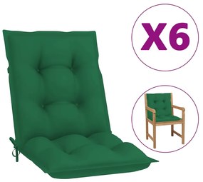 Almofadões para cadeiras de jardim 6 pcs verde 100x50x7 cm