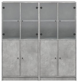 Estante c/ portas 136x37x142 cm derivados madeira cinza cimento