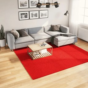 Tapete pelo curto macio e lavável HUARTE 240x240 cm vermelho