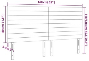 Cabeceira de cama c/ LED veludo 160x5x118/128 cm cinza-escuro