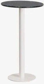 Mesa Alta De Bar Redonda Ø60 Cm Em Pedra Natural Xiren Mármore Verde Big Flower - Branco Glacial - Sklum