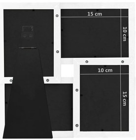 Moldura para 4x(10x15 cm) fotografias MDF branco