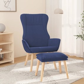 3097886 vidaXL Cadeira de descanso com banco p/ pés tecido azul