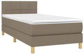 Cama box spring + colchão/LED 90x190cm tecido cinza-acastanhado
