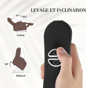 Poltrona elevatória elétrica, poltrona relaxante elétrica com função de massagem e aquecimento, 93 x 104 x 100 cm, castanho