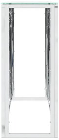 Mesa consola 110x30x70 cm aço inoxidável e vidro prateado
