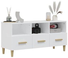 Móvel de TV 102x36x50 cm derivados madeira branco brilhante