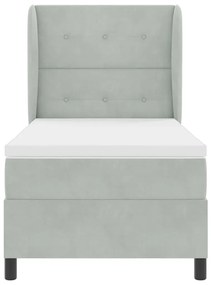 Cama Box com Colchão Cinza Claro 80x200 cm em Veludo