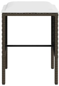 5 pcs conjunto sofás formato L c/ almofadões vime PE castanho
