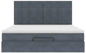 Estrutura cama otomana colchões 160x200 cm cinzento escuro