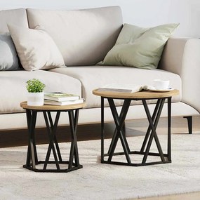 vidaXL Mesa Lateral 2 pcs carvalho artisiano 50 x 50 x 40 cm
