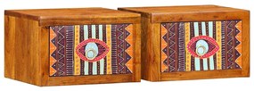 vidaXL Mesas de Cabeceira 2 pcs 35x30x22 cm em Madeira Maciça de Acácia