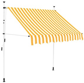 Toldo retrátil manual 150 cm riscas laranjas e brancas