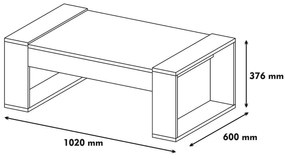Mesa de Centro Venüs – Nogueira/Branco – 102x37,6x60 cm