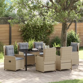 vidaXL Conjunto de Jantar de 7 Peças em Rattan Polipropileno Bege