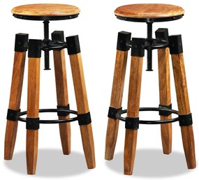 Bancos de bar 2 pcs madeira de mangueira maciça