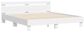 Estrutura cama c/ cabeceira e luzes LED 180x200 cm branco