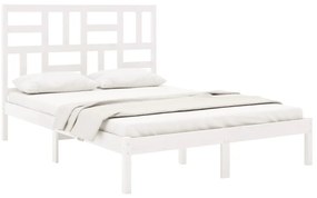 Estrutura de cama 140x200 cm madeira maciça branco