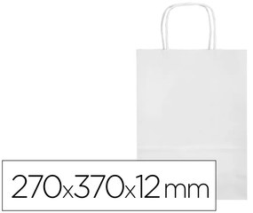 Saco de Papel Basika Celulose Branco M com Asa Torcida 270x370x12 mm