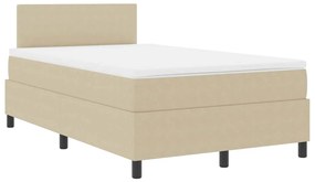 Cama Box Spring com Colchão &amp; Luz LED Verde Cinza 120x200 cm Tecido de