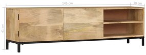 Móvel de TV em madeira de mangueira maciça 145x30x41 cm
