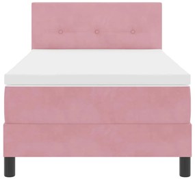 Cama Box Spring com Colchão e LED Rosa 80x200 cm Veludo