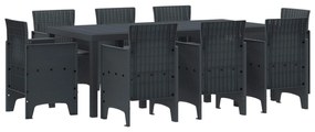 vidaXL Conjunto de Jantar para Jardim 9 pcs Antracite Polipropileno