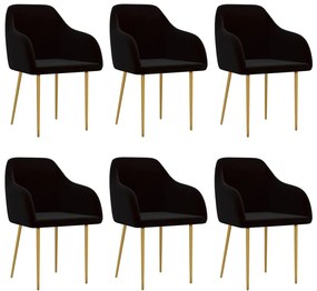 vidaXL Cadeiras de jantar 6 pcs veludo preto