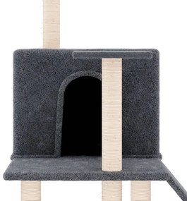 Árvore p/ gatos c/ postes arranhadores sisal 109cm cinza-escuro