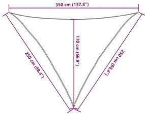 Para-sol estilo vela 160 g/m² 2,5x2,5x3,5 m PEAD cinza-castanho