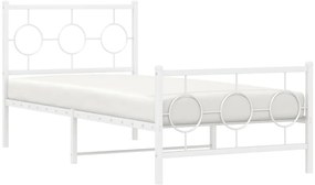 Estrutura de cama com cabeceira e pés 90x190 cm metal branco