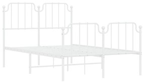 Estrutura de cama com cabeceira e pés 120x200 cm metal branco