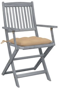 Cadeiras exterior dobráveis c/ almofadões 6 pcs acácia maciça