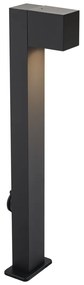 Candeeiro de chão moderno para exterior preto 65cm com tomada IP44 - Baleno Moderno