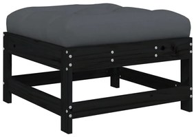 7 pcs conjunto lounge jardim c/ almofadões madeira maciça preto