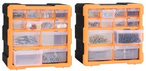 Caixas organizadoras com 12 gavetas 2 pcs 26,5x16x26 cm