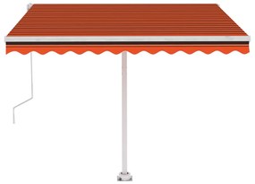 Toldo automático independente 300x250 cm laranja e castanho