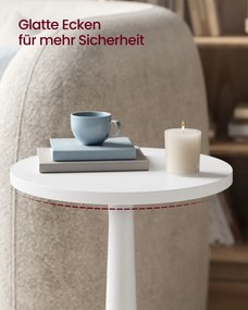 Mesa auxiliar redonda 30 cm de diâmetro em estilo Mid-Century Modern Coleção Mariel, branco