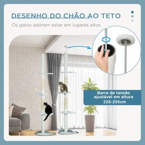 PawHut Arranhador para Gatos de 255 cm Torre para Gatos do Chão do Tet