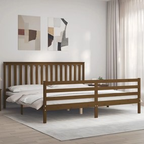 vidaXL Estrutura cama c/ cabeceira 200x200cm maciço castanho-mel
