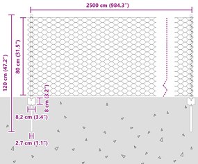 Postes de Cerca vidaXL 11 pcs U-Channel 80 cm Aço Galvanizado, Cerca H