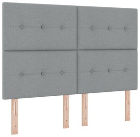 Cama Box Spring vidaXL com Colchão e Banco Cinza Claro 140x190 cm Teci