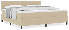 Cama Box Spring com Colchão Bege Claro 200x200 cm Tecido de Corduroy