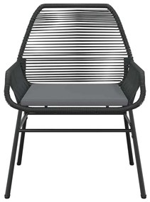 Conjunto de jantar jardim 5 peças almofadas vidro vime PE preto