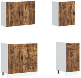 7 peças armário de cozinha conjunto Kalmar carvalho fumado
